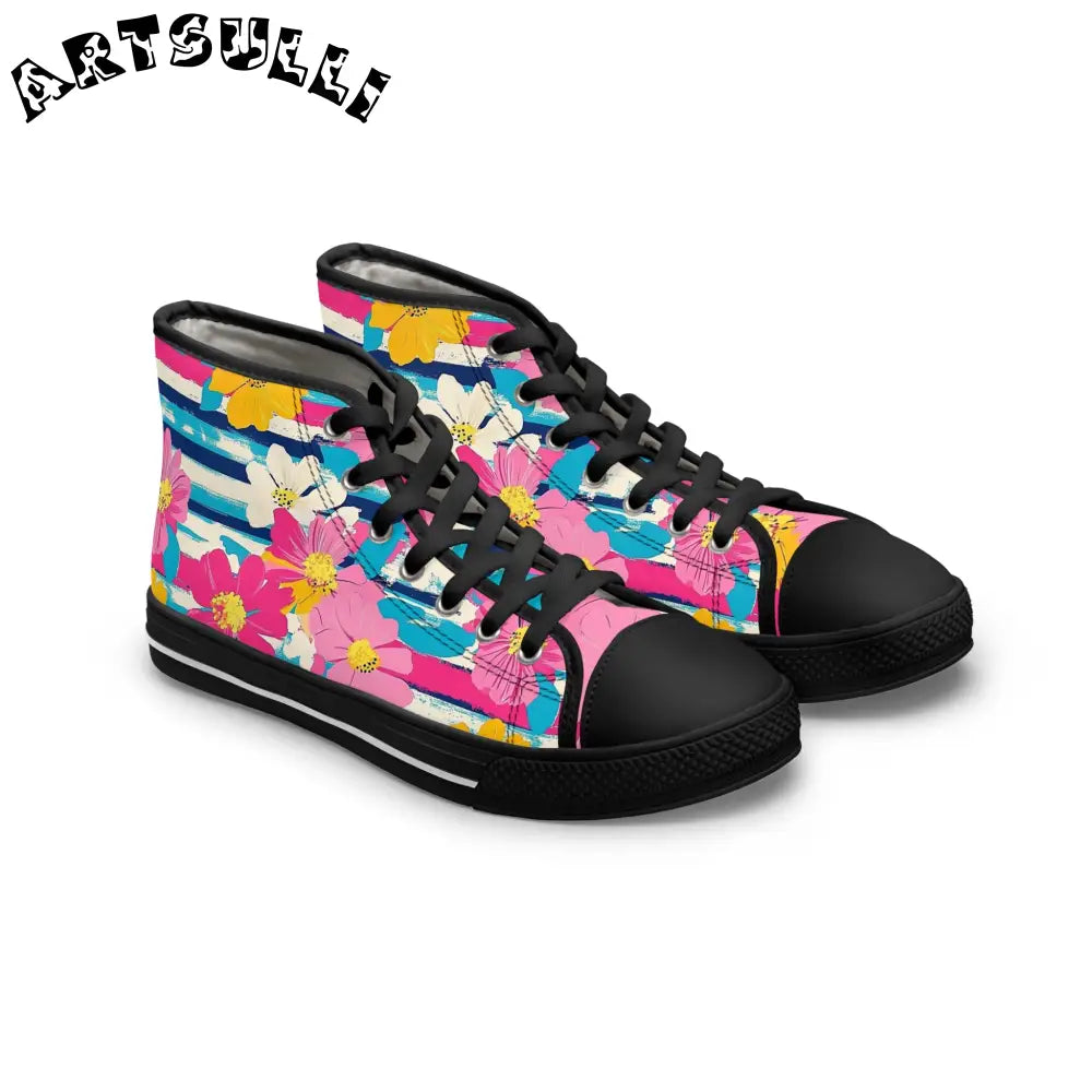 JAKKOUTTHEBXX Dayglo Floral Stripes Multi-Color Women’s High Top
