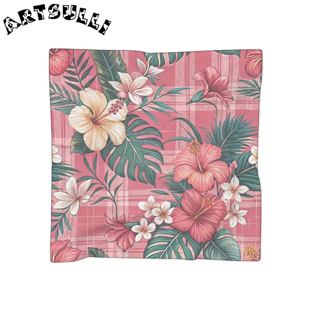 JAKKOUTTHEBXX Plaid x Floral Burgundy and Green Poly Scarf