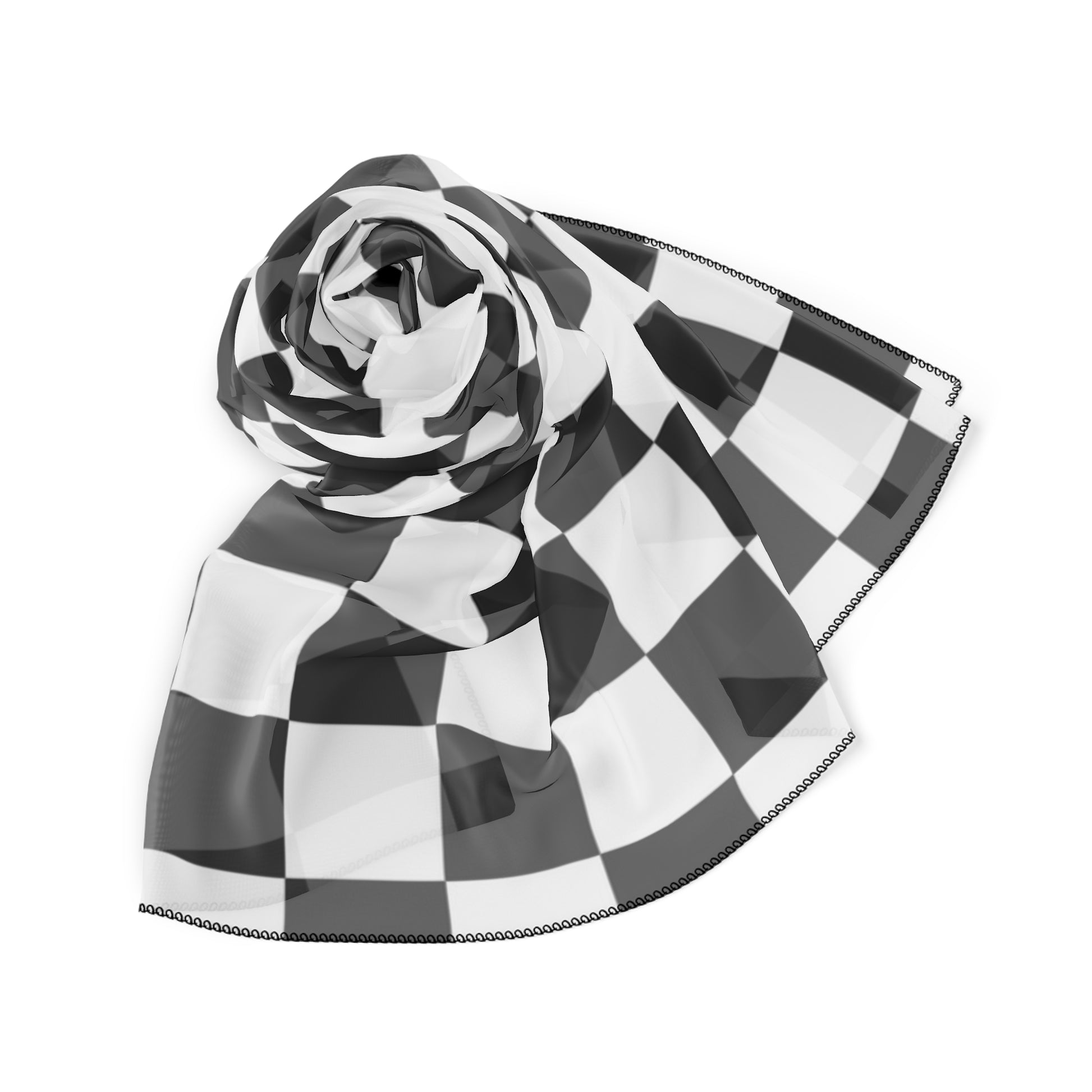 Checkerboard White and Black Poly Scarf, Artsulli - Art is Long, Life is Short, Accessories, , , , , , , 