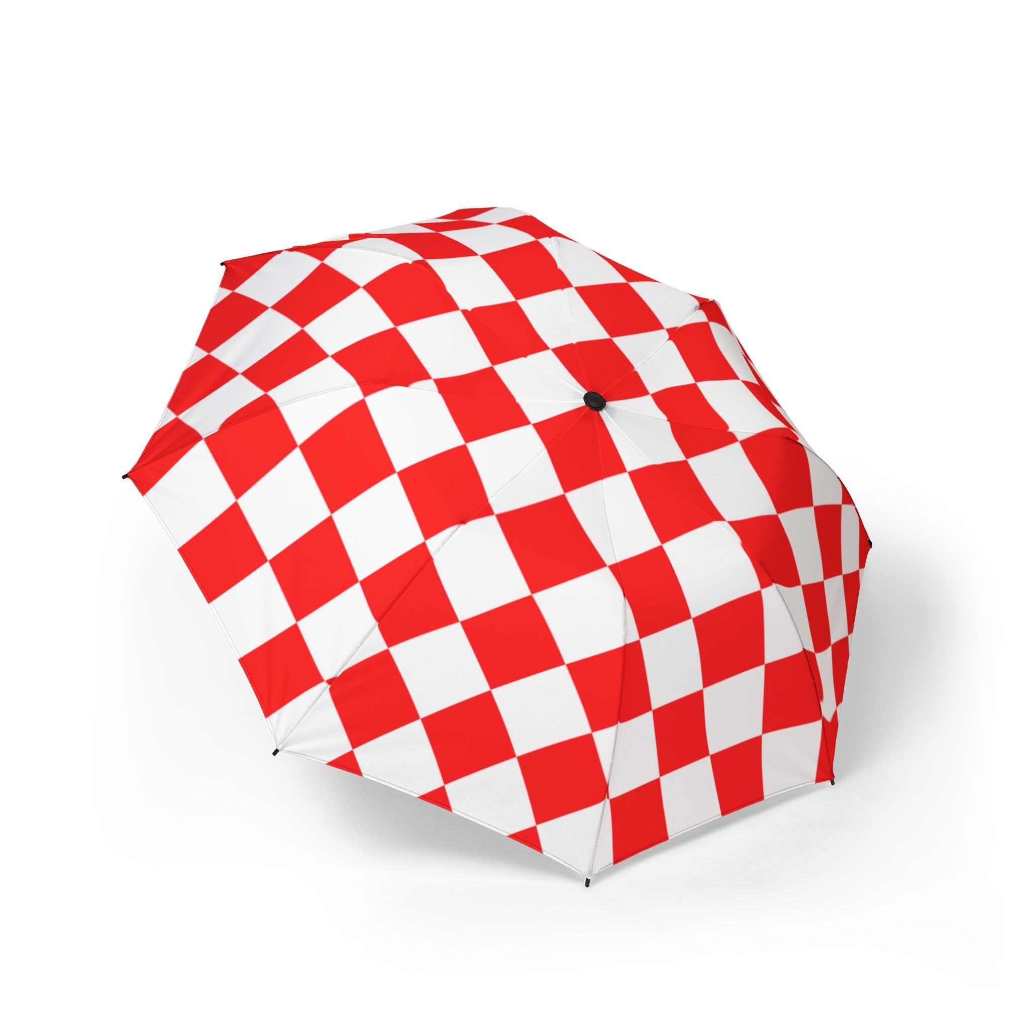 Checkerboard Red and White Semi-Automatic Foldable Umbrella, Artsulli - Art is Long, Life is Short, Accessories, Size, One size, , , , , 29183609938537922727