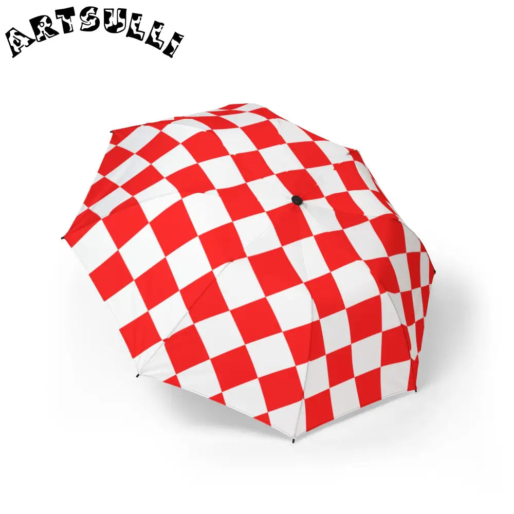 JAKKOUTTHEBXX Checkerboard Red and White Semi-Automatic Foldable