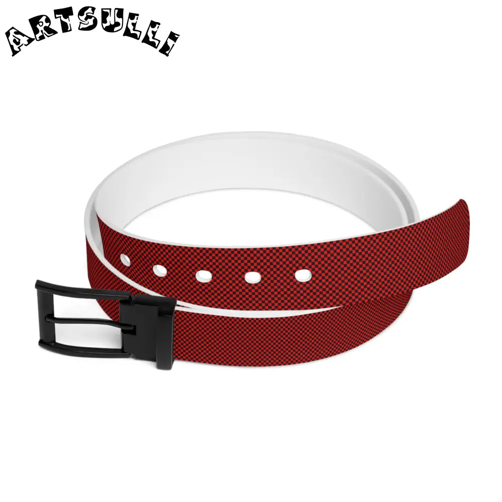 JAKKOUTTHEBXX Checkerboard Red and Black Belt JAKKOUTTHEBXX Artsulli
