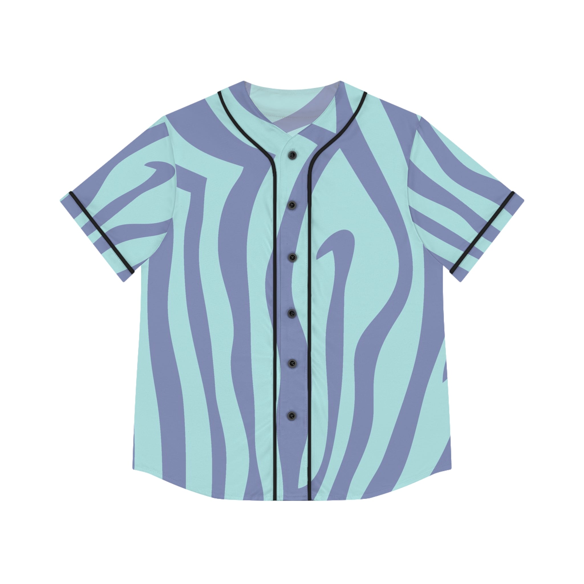 Amorphous Blue Zebra Banner Women's Baseball Jersey (AOP), Artsulli - Art is Long, Life is Short, All Over Prints, Size, XS, Color, Black, , , 20575384083632