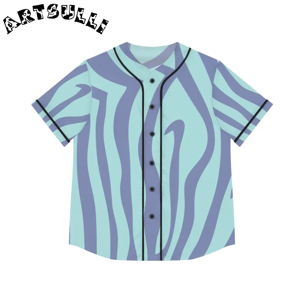 JAKKOUTTHEBXX Amorphous Blue Zebra Banner Women’s Baseball Jersey