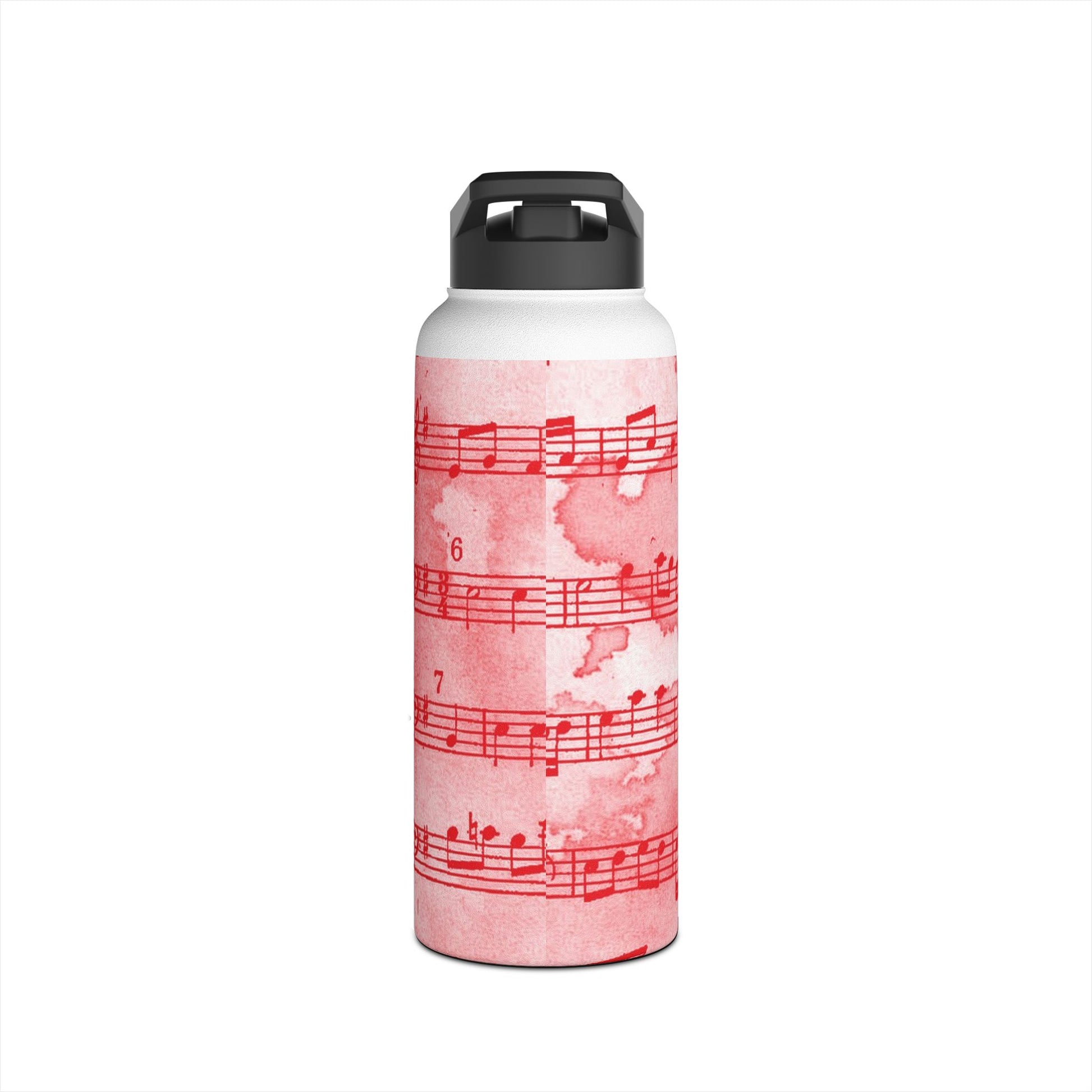 Drip Spill Type Beat Sheet Music Red Stainless Steel Water Bottle, Standard Lid, Artsulli - Art is Long, Life is Short, Mug, , , , , , , 