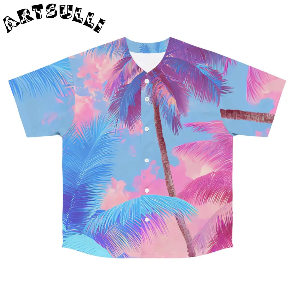 JAKKOUTTHEBXX Ethereal Pastel Palms Men’s Baseball Jersey (AOP)
