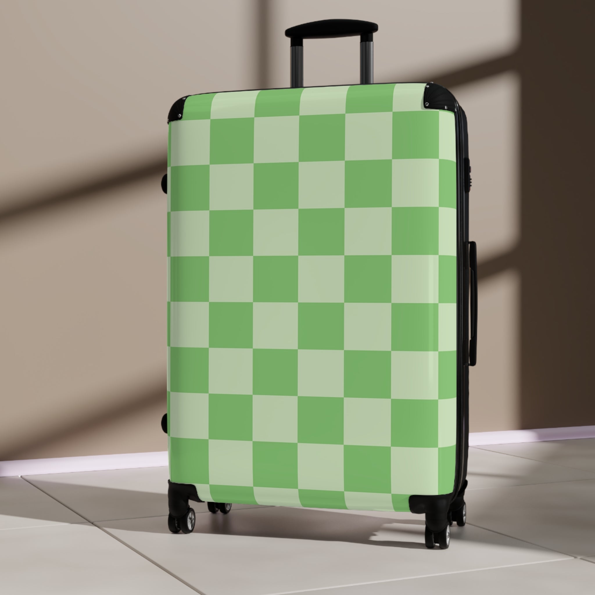 Checkerboard Green Suitcase, Artsulli - Art is Long, Life is Short, Bags, , , , , , , 
