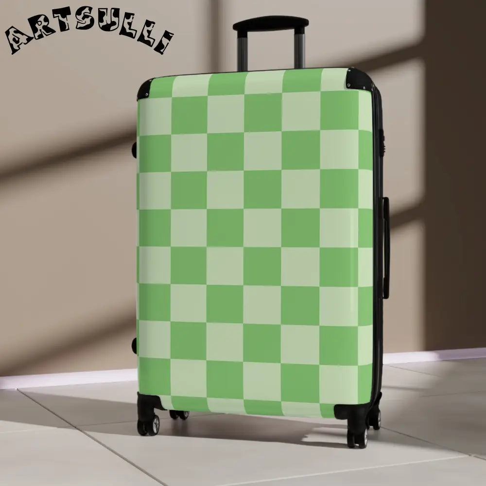 JAKKOUTTHEBXX Checkerboard Green Suitcase JAKKOUTTHEBXX Artsulli