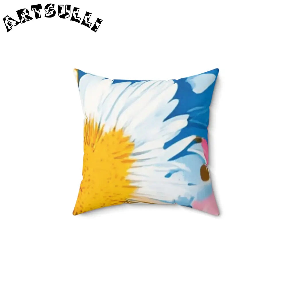 JAKKOUTTHEBXX CDG Daisy Dream Blue Spun Polyester Square Pillow