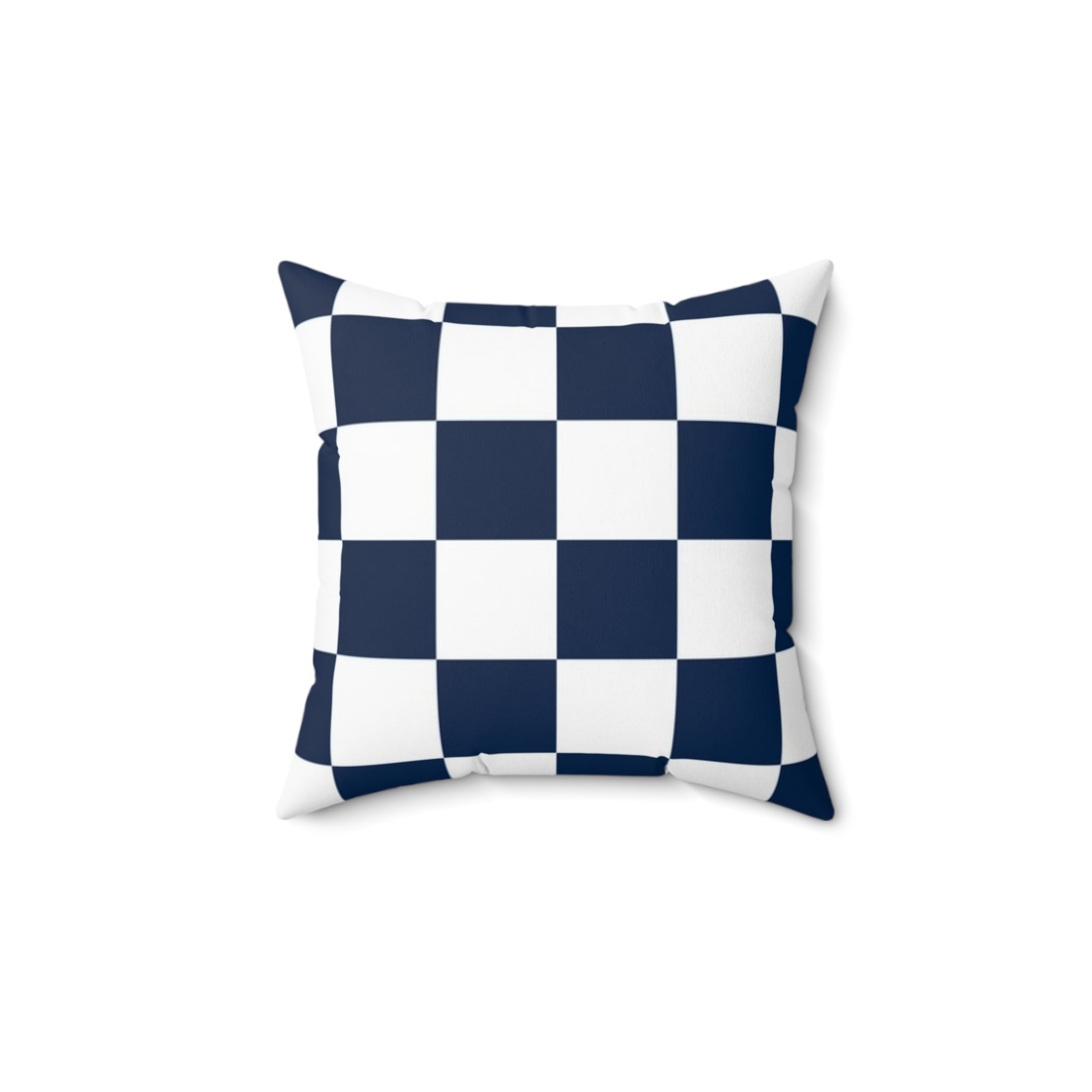 Checkerboard White and Navy Blue Spun Polyester Square Pillow, Artsulli - Art is Long, Life is Short, Home Decor, Size, 14" × 14", , , , , 99025532142203324470
