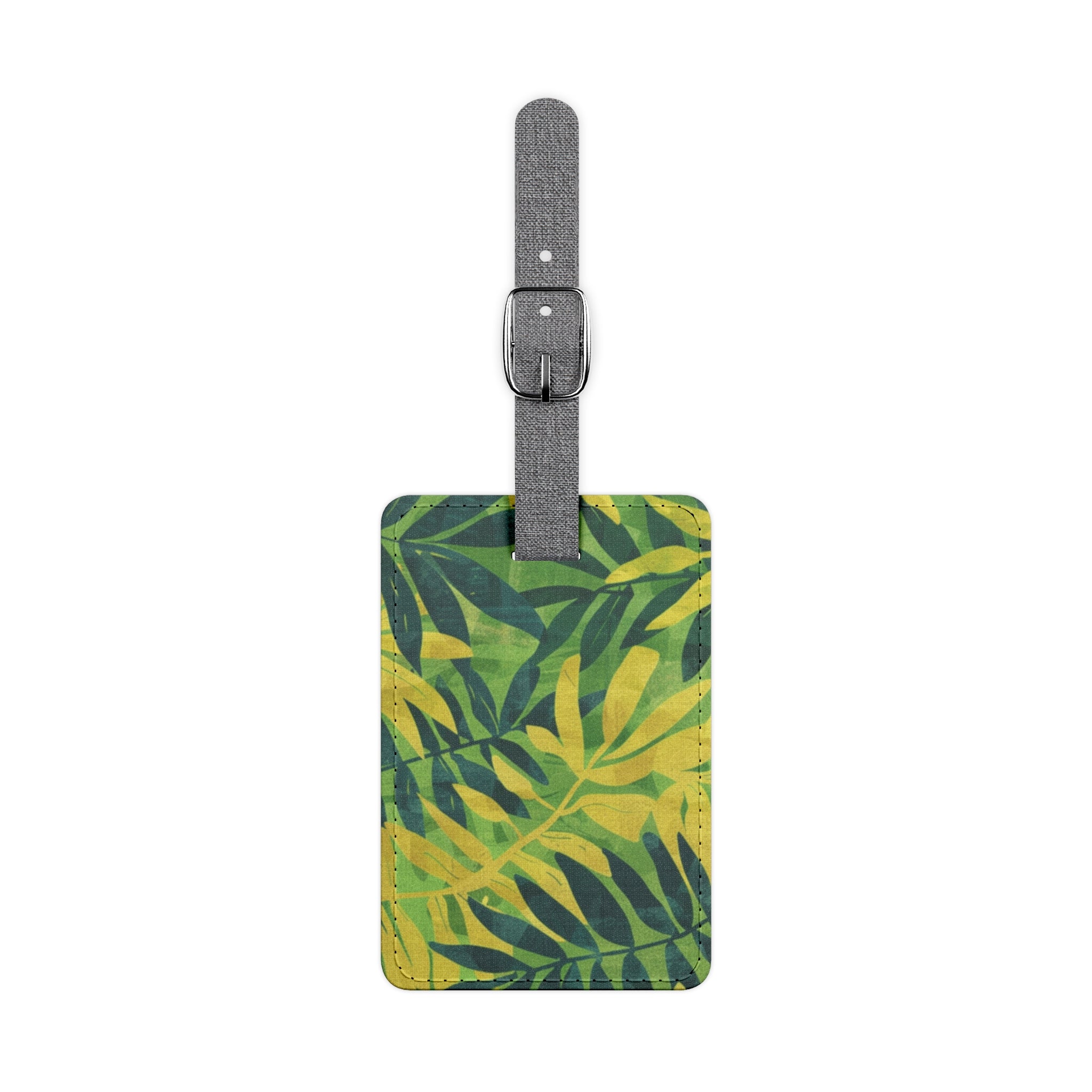 Green Leaf x Yellow Leaf x Tropical x Jungle Saffiano Polyester Luggage Tag, Rectangle, Artsulli - Art is Long, Life is Short, Accessories, Size, One size, Shape, Rectangle, , , 26827568072208564668