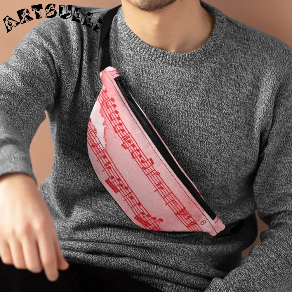 JAKKOUTTHEBXX Pink Music Note Fanny Pack with Inside Divider 2025