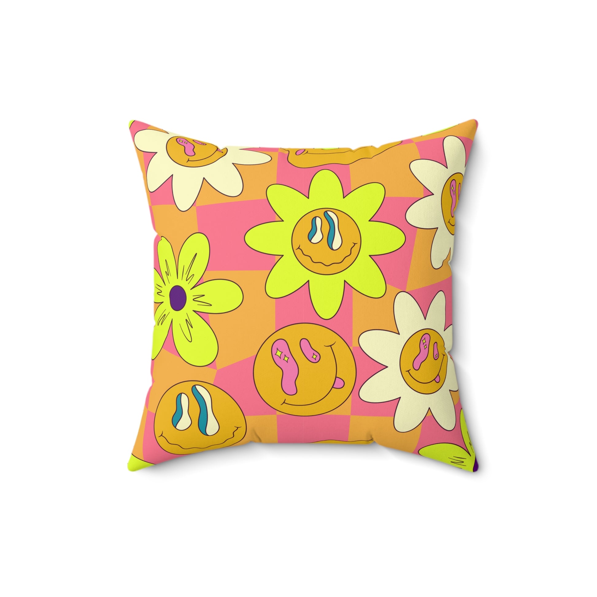 Trippy Sour Face Rave Spun Polyester Square Pillow, Artsulli - Art is Long, Life is Short, Home Decor, Size, 16" × 16", , , , , 13946211440584