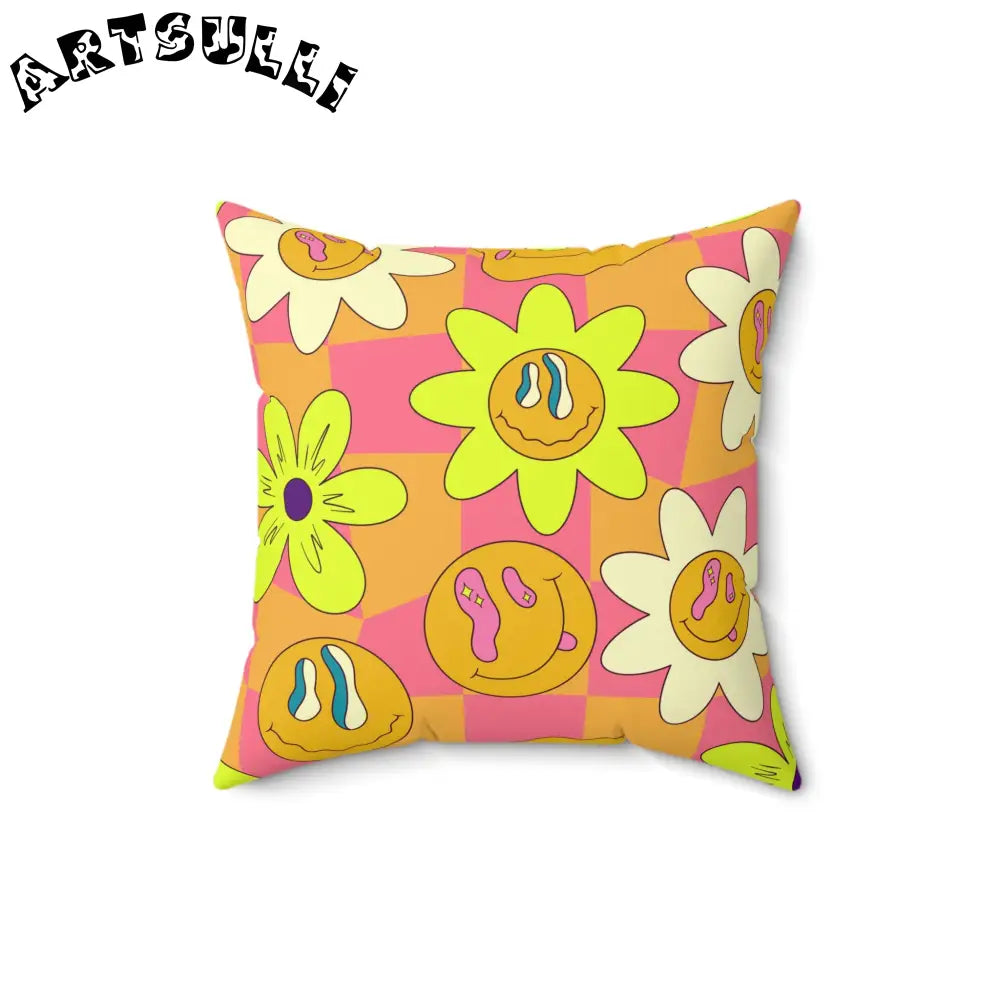 JAKKOUTTHEBXX Trippy Sour Face Rave Spun Polyester Square Pillow