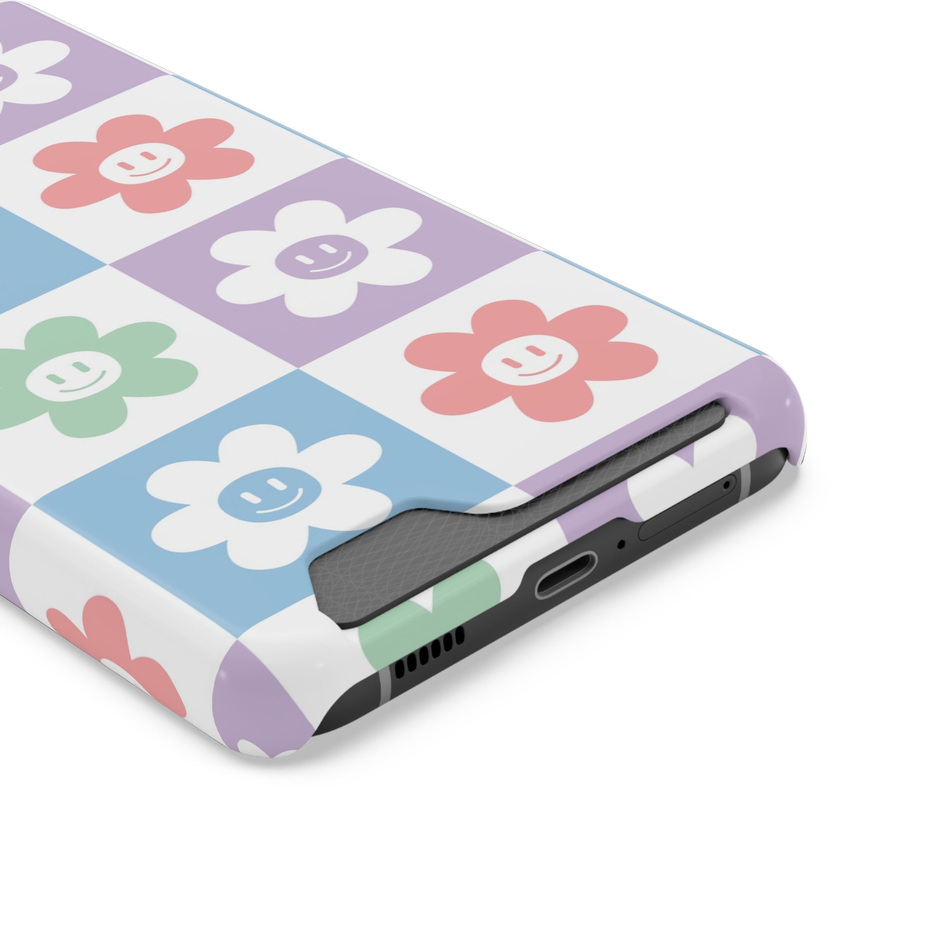 Chessboard x Smiley Face Flowers Multi-Color Phone Case With Card Holder, Artsulli - Art is Long, Life is Short, Phone Case, , , , , , , 