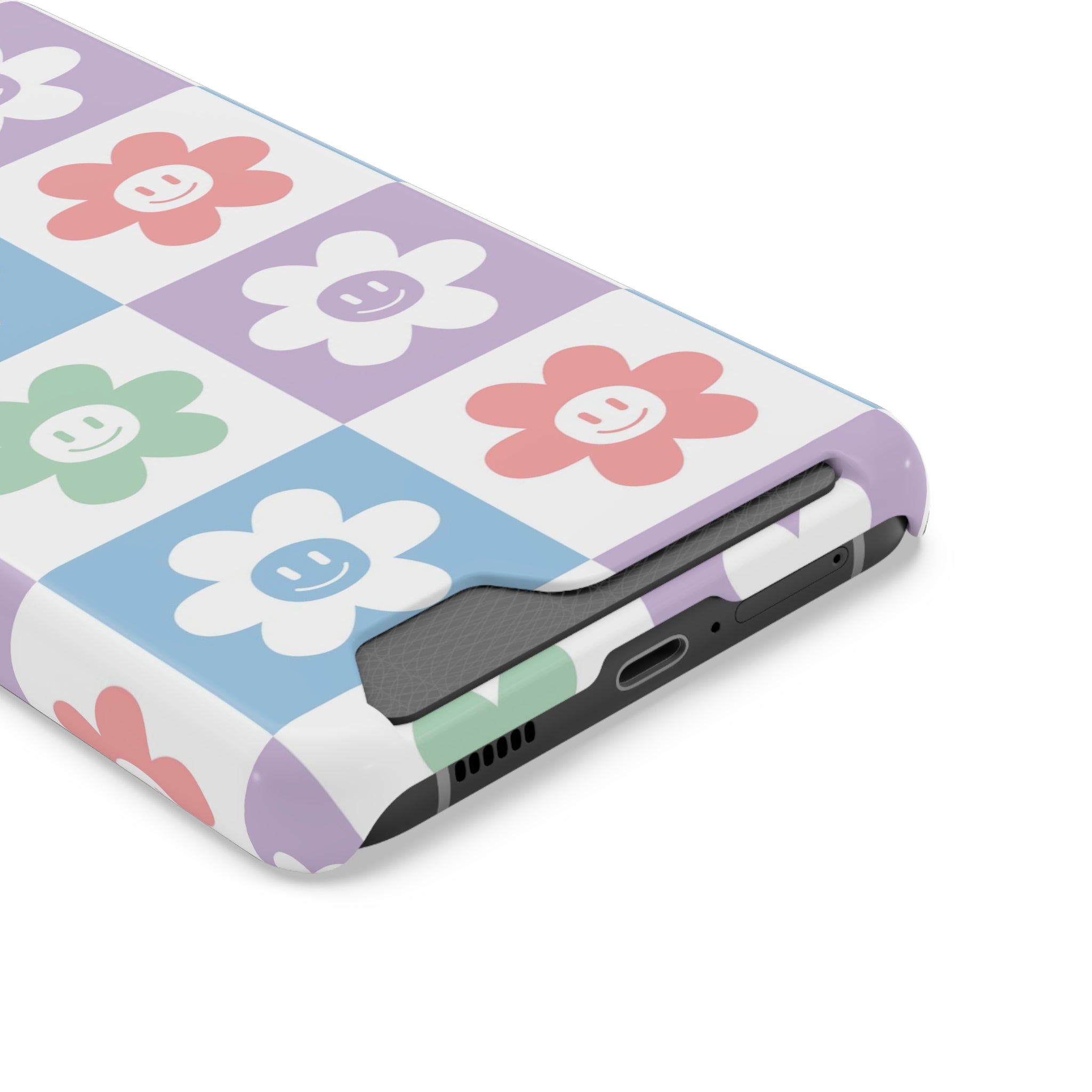 Chessboard x Smiley Face Flowers Multi-Color Phone Case With Card Holder, Artsulli - Art is Long, Life is Short, Phone Case, , , , , , , 
