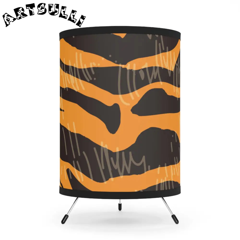 JAKKOUTTHEBXX Tiger Scratches Orange & Black Tripod Lamp