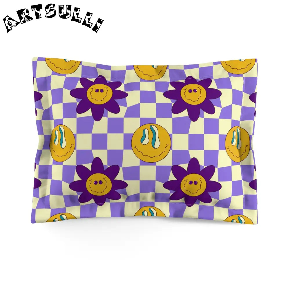JAKKOUTTHEBXX Trippy Flower Power Motifs Microfiber Pillow Sham