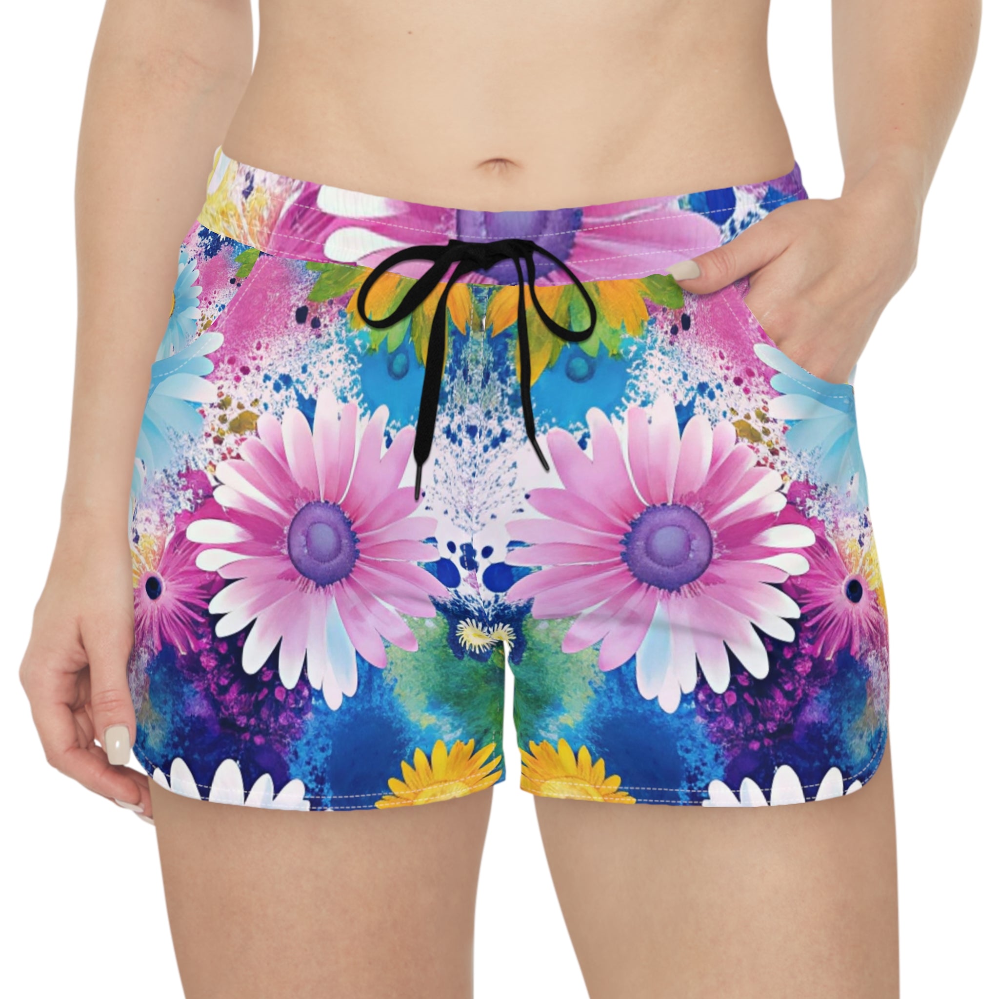Magical Flower Explosion Multi-Color Women's Casual Shorts (AOP), Artsulli - Art is Long, Life is Short, All Over Prints, , , , , , , 