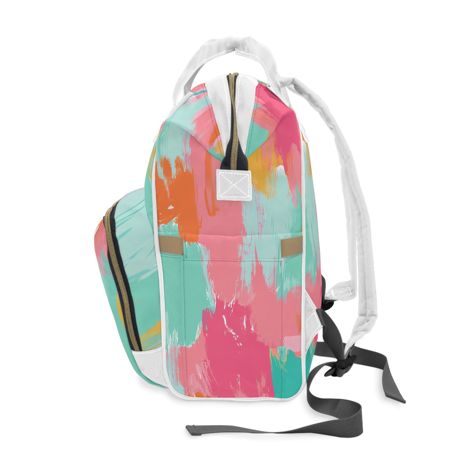 Preppy Pixel Bloom Multifunctional Diaper Backpack, Artsulli - Art is Long, Life is Short, Bags, , , , , , , 