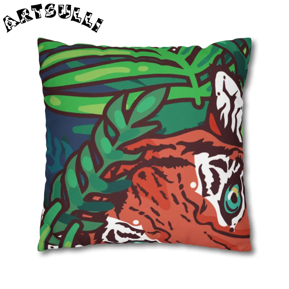 JAKKOUTTHEBXX Tropical Jungle Tigers Blue and Green Spun Polyester