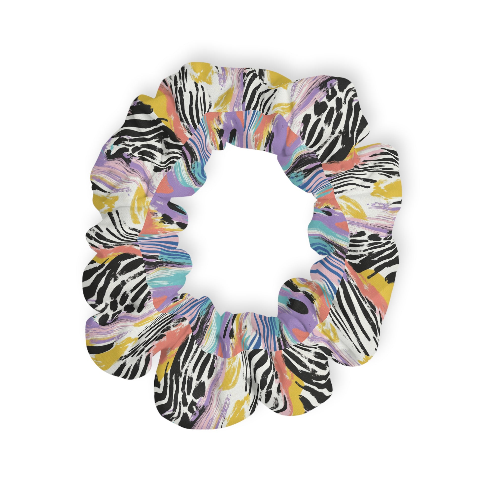 Wild Zebra Stripes x Paint Brush Strokes Multi-Color Scrunchie, Artsulli - Art is Long, Life is Short, Accessories, , , , , , , 