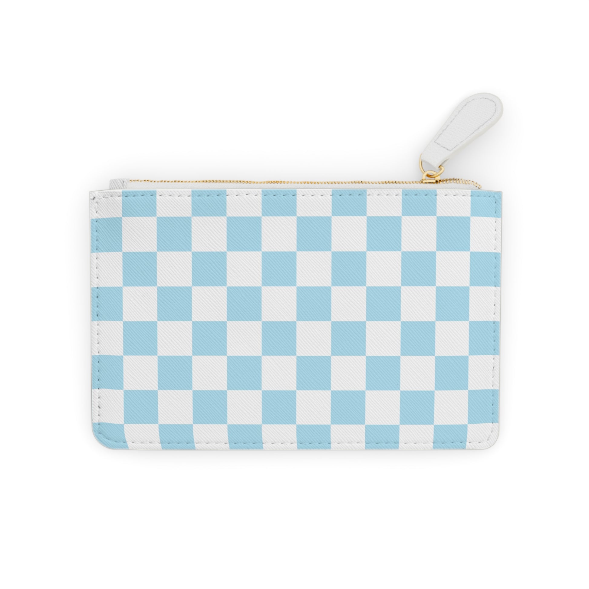 Checkerboard Sky Blue Mini Clutch Bag, Artsulli - Art is Long, Life is Short, Bags, Size, 6.3” x 4”, Color, White, , , 11378326610969094675