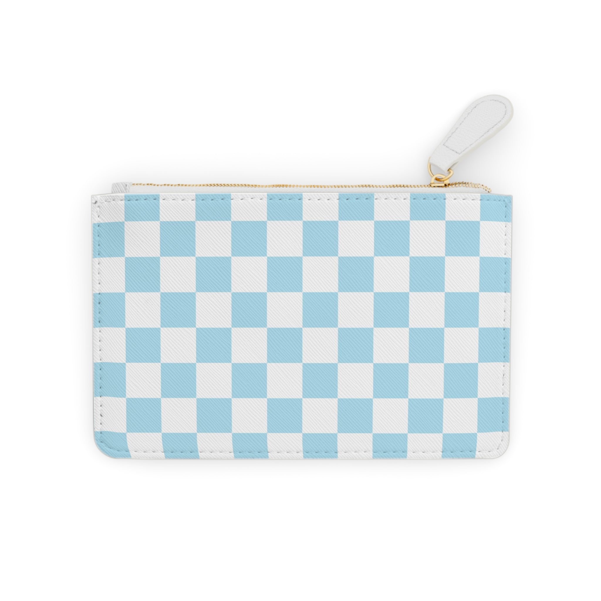 Checkerboard Sky Blue Mini Clutch Bag, Artsulli - Art is Long, Life is Short, Bags, Size, 6.3” x 4”, Color, White, , , 11378326610969094675