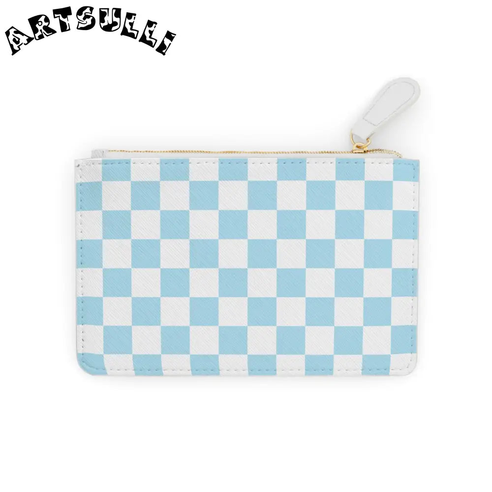 JAKKOUTTHEBXX Checkerboard Sky Blue Mini Clutch Bag JAKKOUTTHEBXX