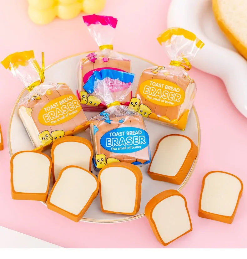 Buy The Best By Artsulli - Art is Long Life Short - 4Pcs/Lot Cute Toast Bread Eraser School Stationery Creative Kids Writing Drawing Rubber