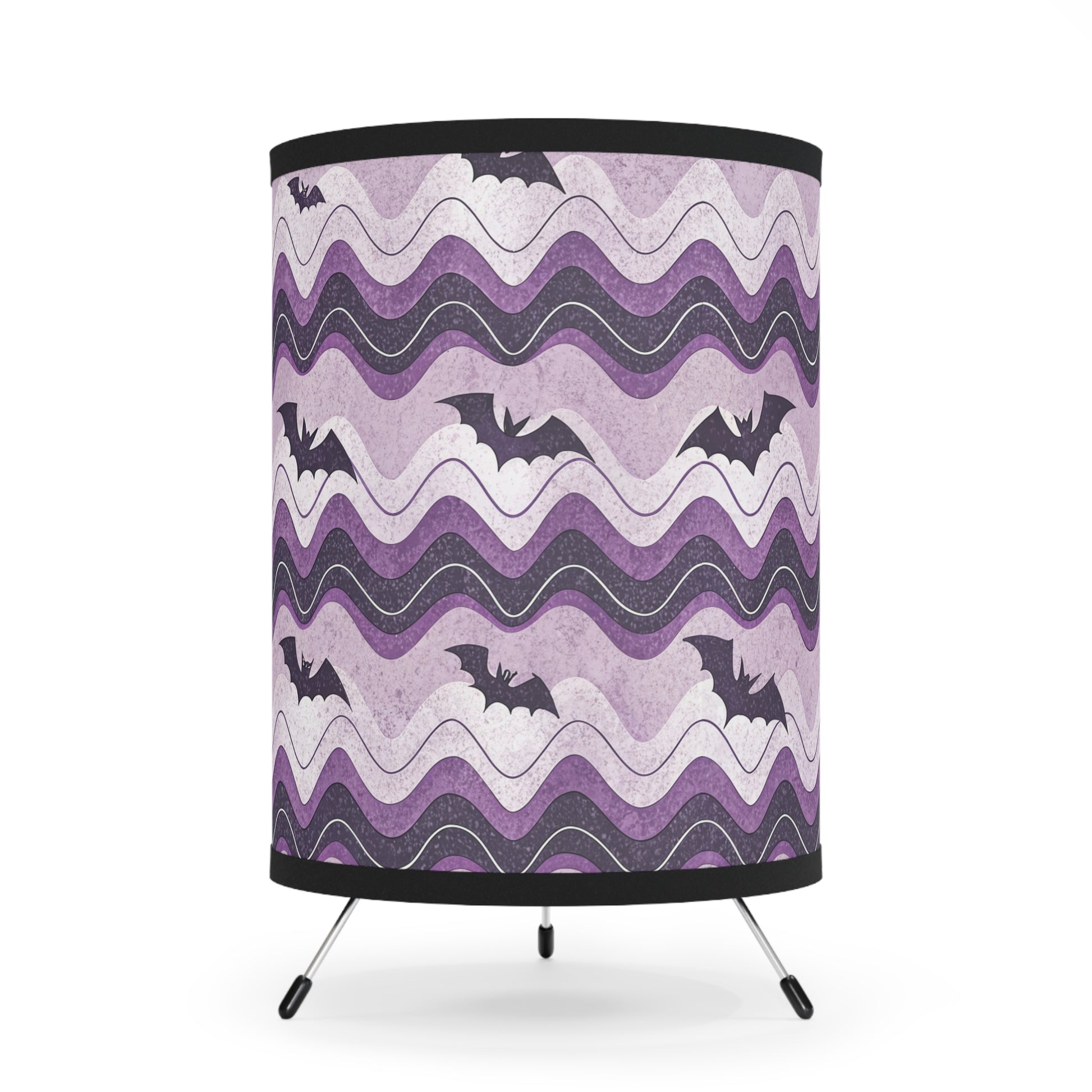 Bat Wave Tripod Lamp with High-Res Printed Shade, US\CA plug, Artsulli - Art is Long, Life is Short, Home Decor, Size, One size, Color, Black, , , 46374695462240