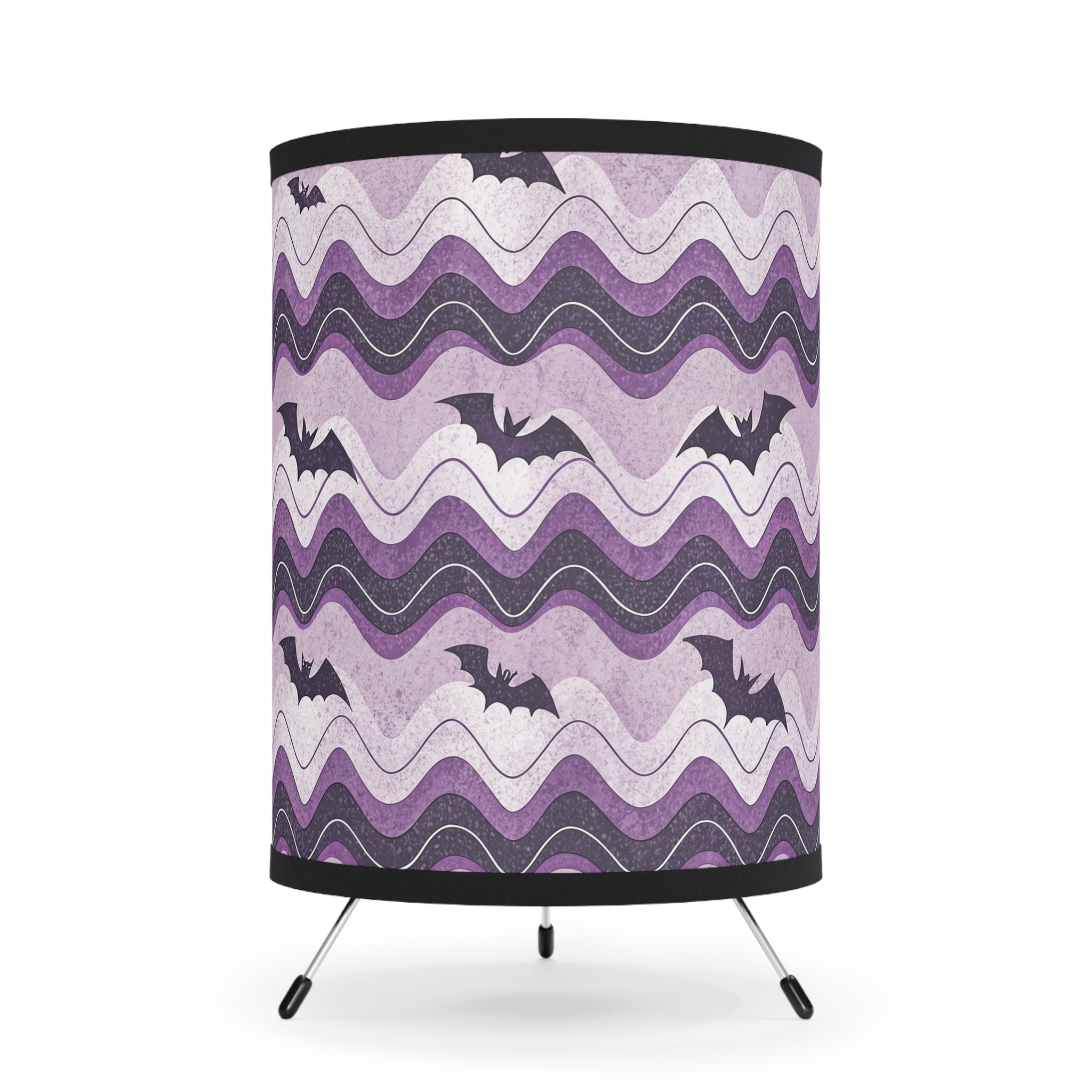 Bat Wave Tripod Lamp with High-Res Printed Shade, US\CA plug, Artsulli - Art is Long, Life is Short, Home Decor, Size, One size, Color, Black, , , 46374695462240