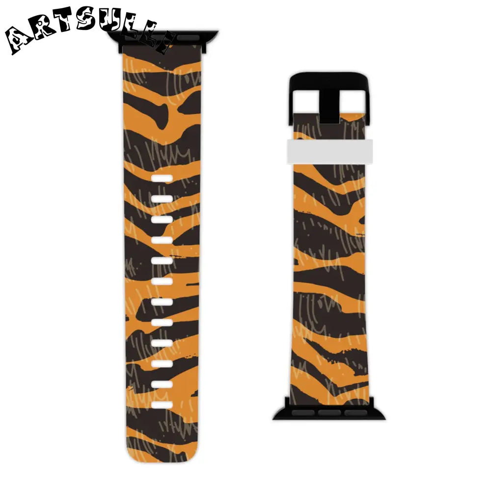 JAKKOUTTHEBXX Tiger Scratches Orange & Black Watch Band for Apple