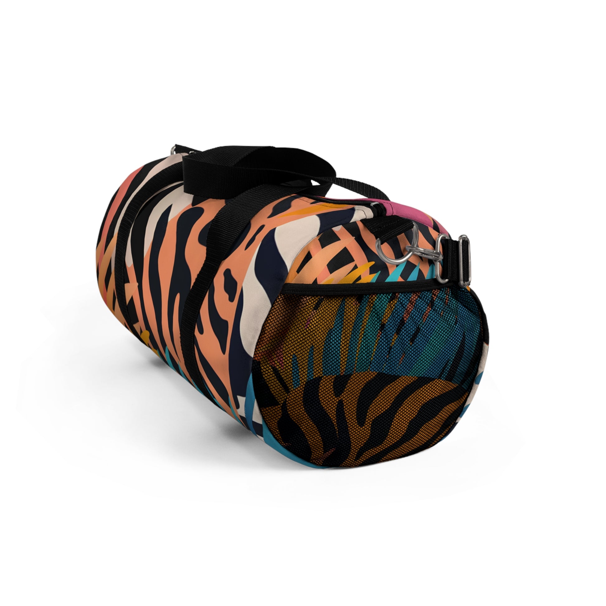 Palm Leaves x Tiger Stripes Orange and Blue Duffel Bag, Artsulli - Art is Long, Life is Short, Bags, , , , , , , 