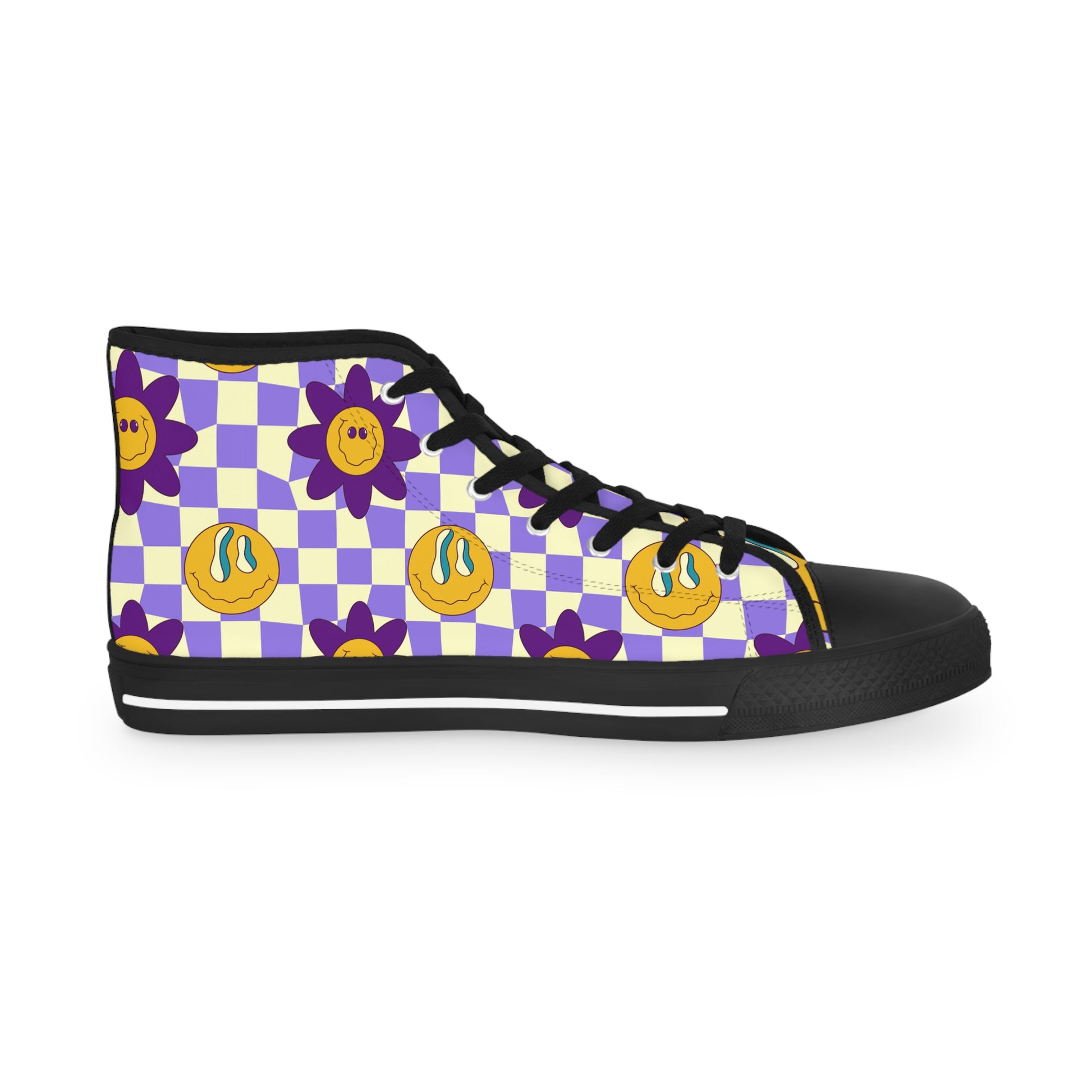 Trippy Flower Power Motifs II Men's High Top Sneakers, Artsulli - Art is Long, Life is Short, Shoes, , , , , , , 