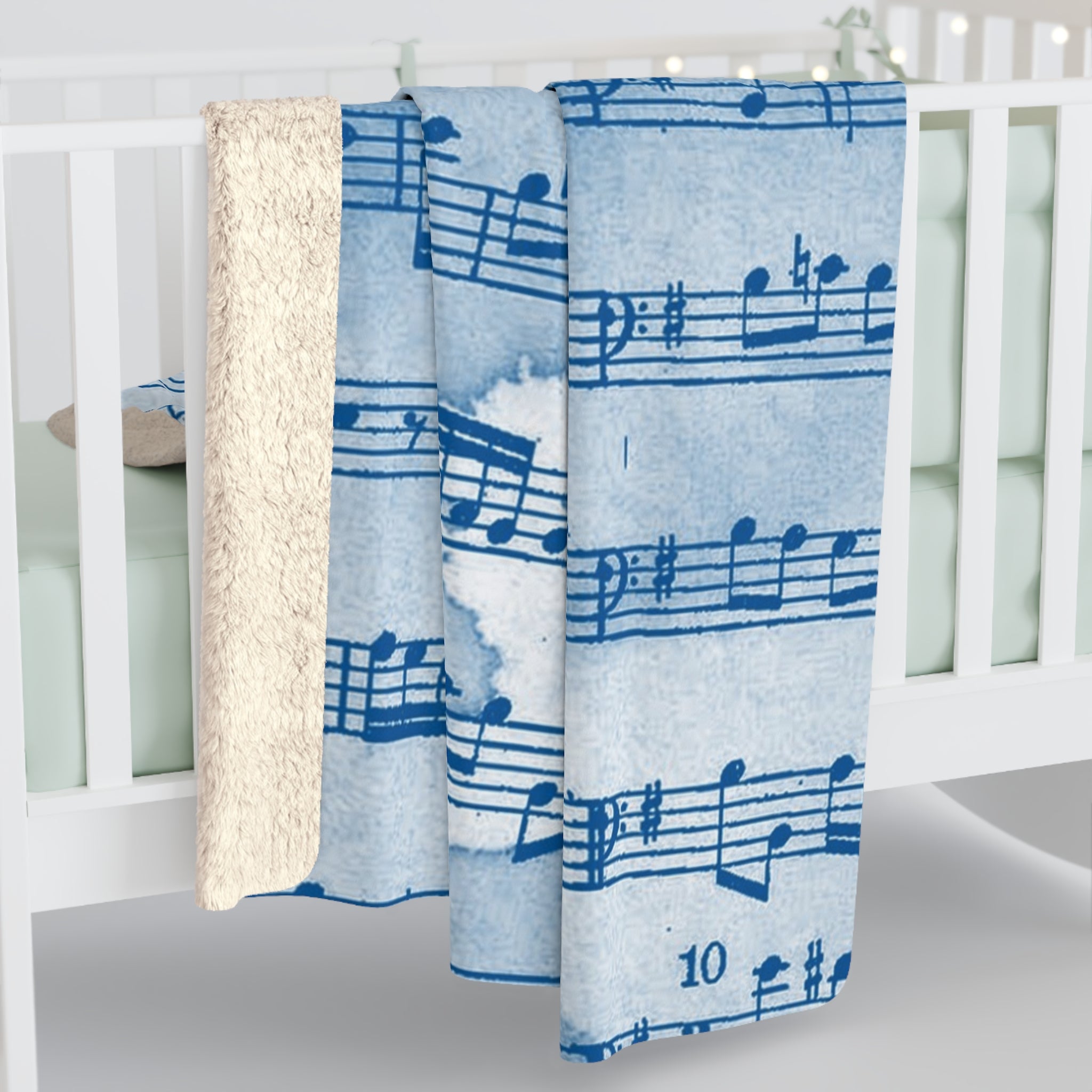 Drip Spill Type Beat Sheet Music Blue Sherpa Fleece Blanket, Artsulli - Art is Long, Life is Short, Home Decor, , , , , , , 