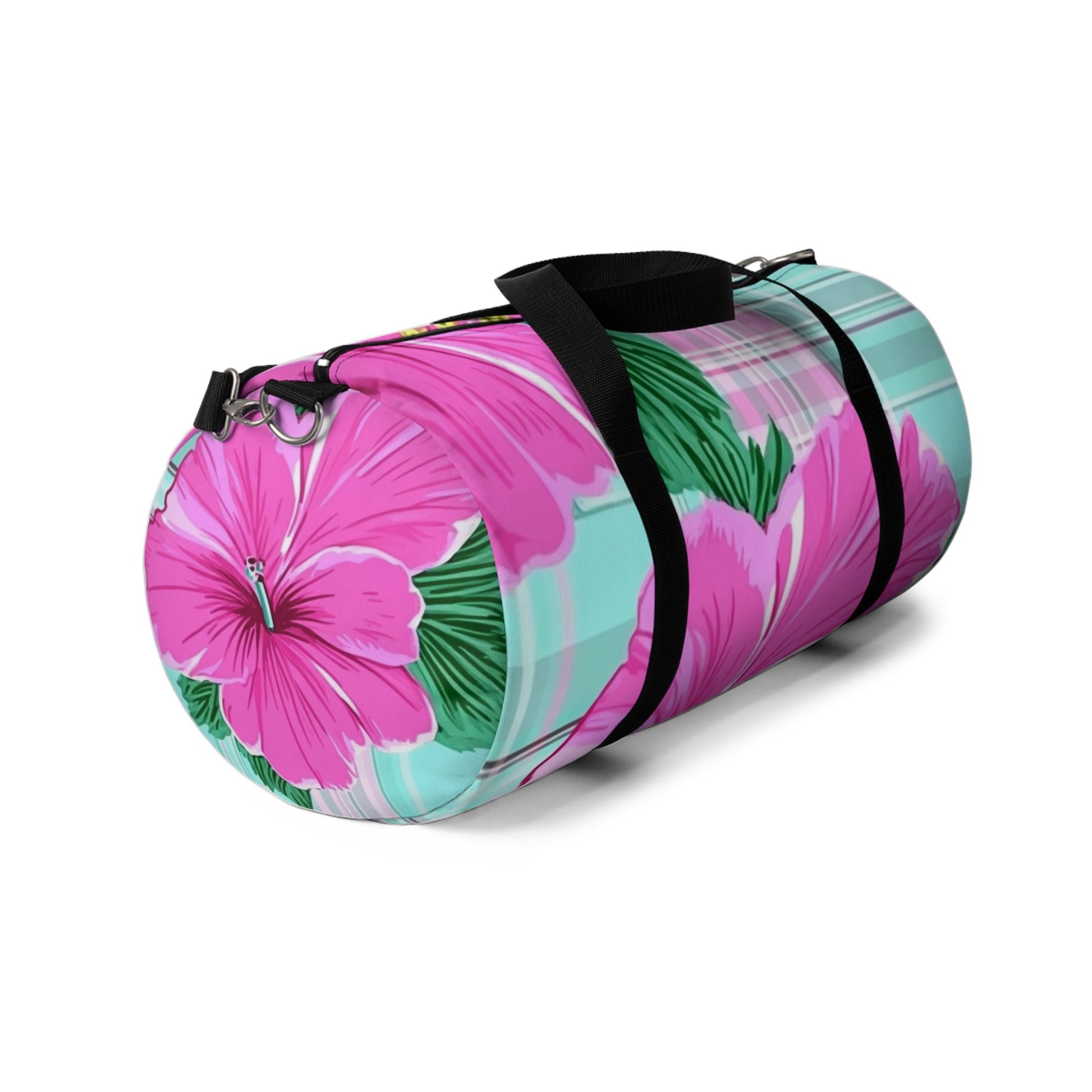 Plaid Hibiscus Pink and Yellow Duffel Bag, Artsulli - Art is Long, Life is Short, Bags, , , , , , , 