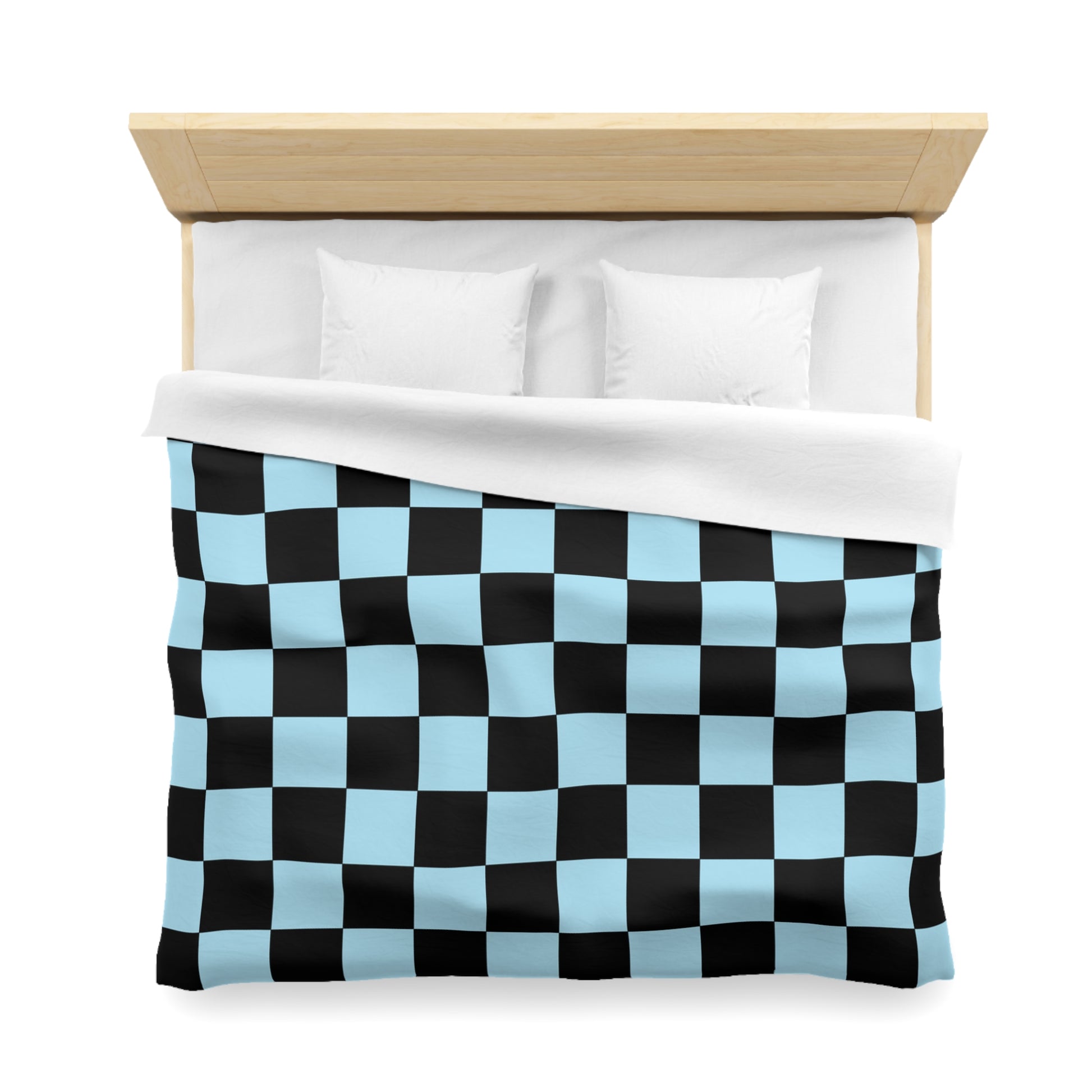 Checkerboard Black and Blue Microfiber Duvet Cover, Artsulli - Art is Long, Life is Short, Home Decor, , , , , , , 