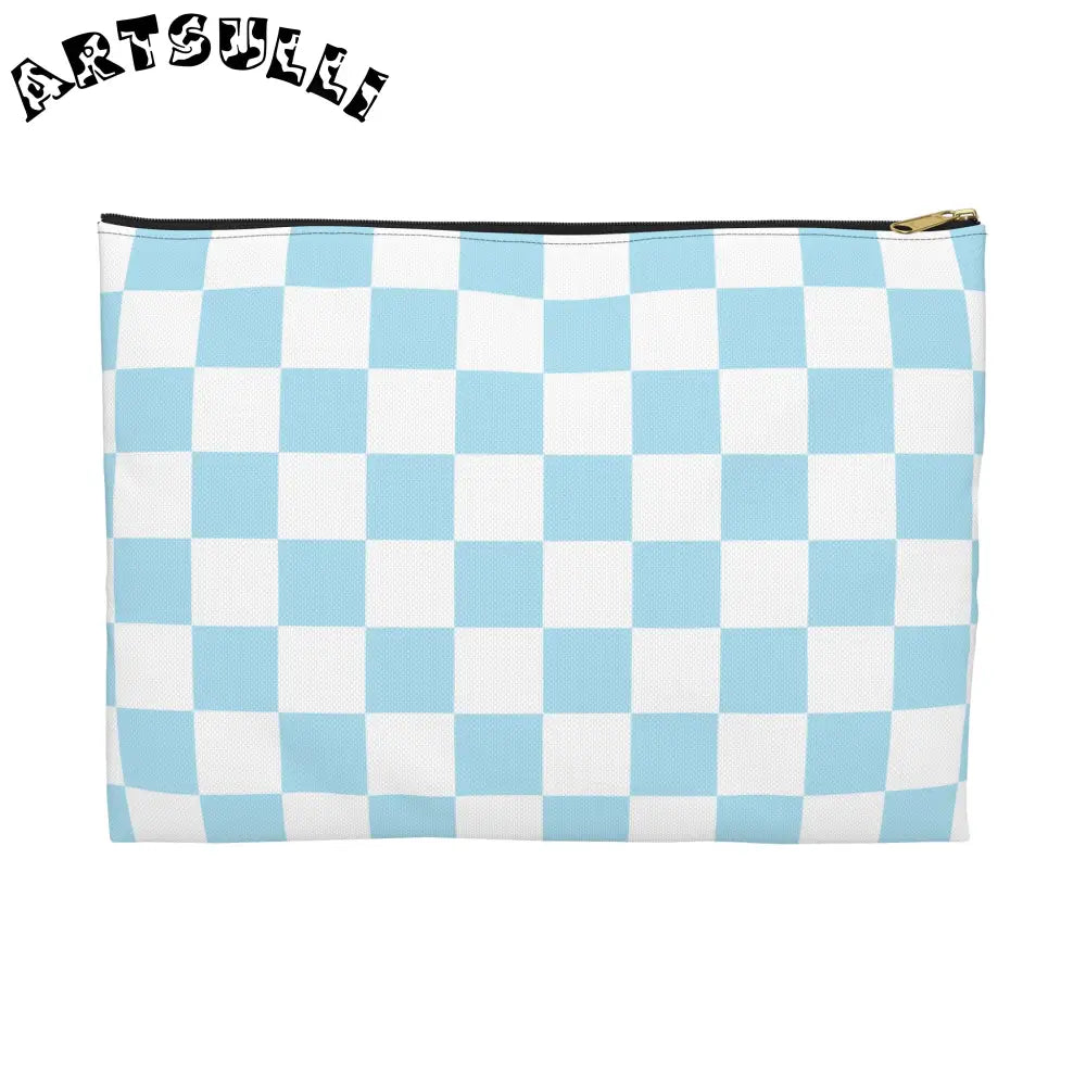 JAKKOUTTHEBXX Checkerboard Sky Blue Accessory Pouch JAKKOUTTHEBXX