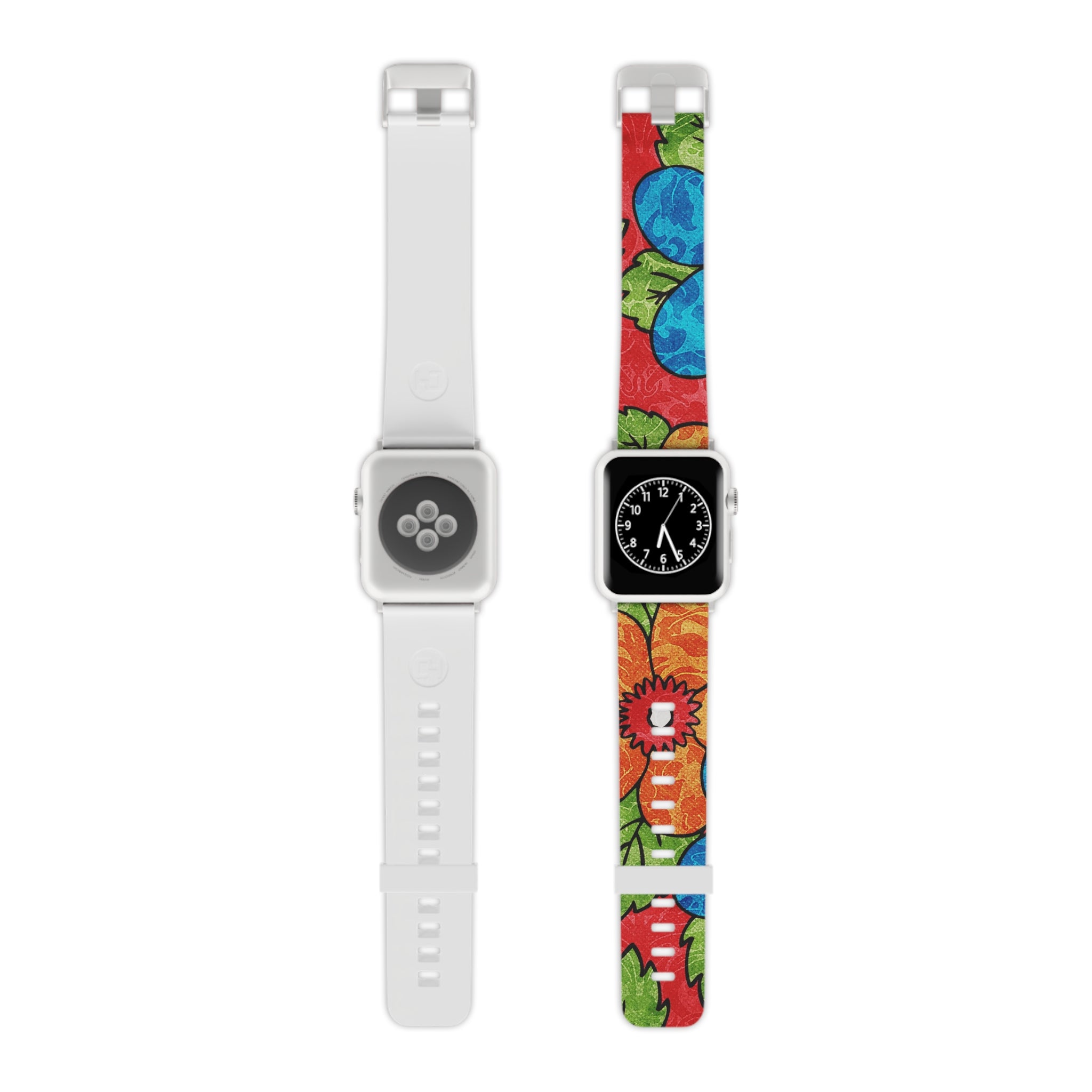 Groovy Red Floral Kl III Watch Band for Apple Watch, Artsulli - Art is Long, Life is Short, Accessories, Size, 7.5'' × 0.75'' / 38 - 40 mm, Color, Silver, , , 17337166465513573022