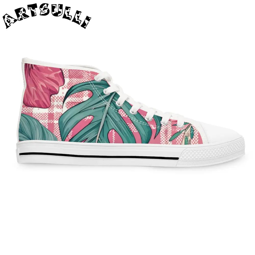 JAKKOUTTHEBXX Plaid x Floral Burgundy and Green Women’s High Top