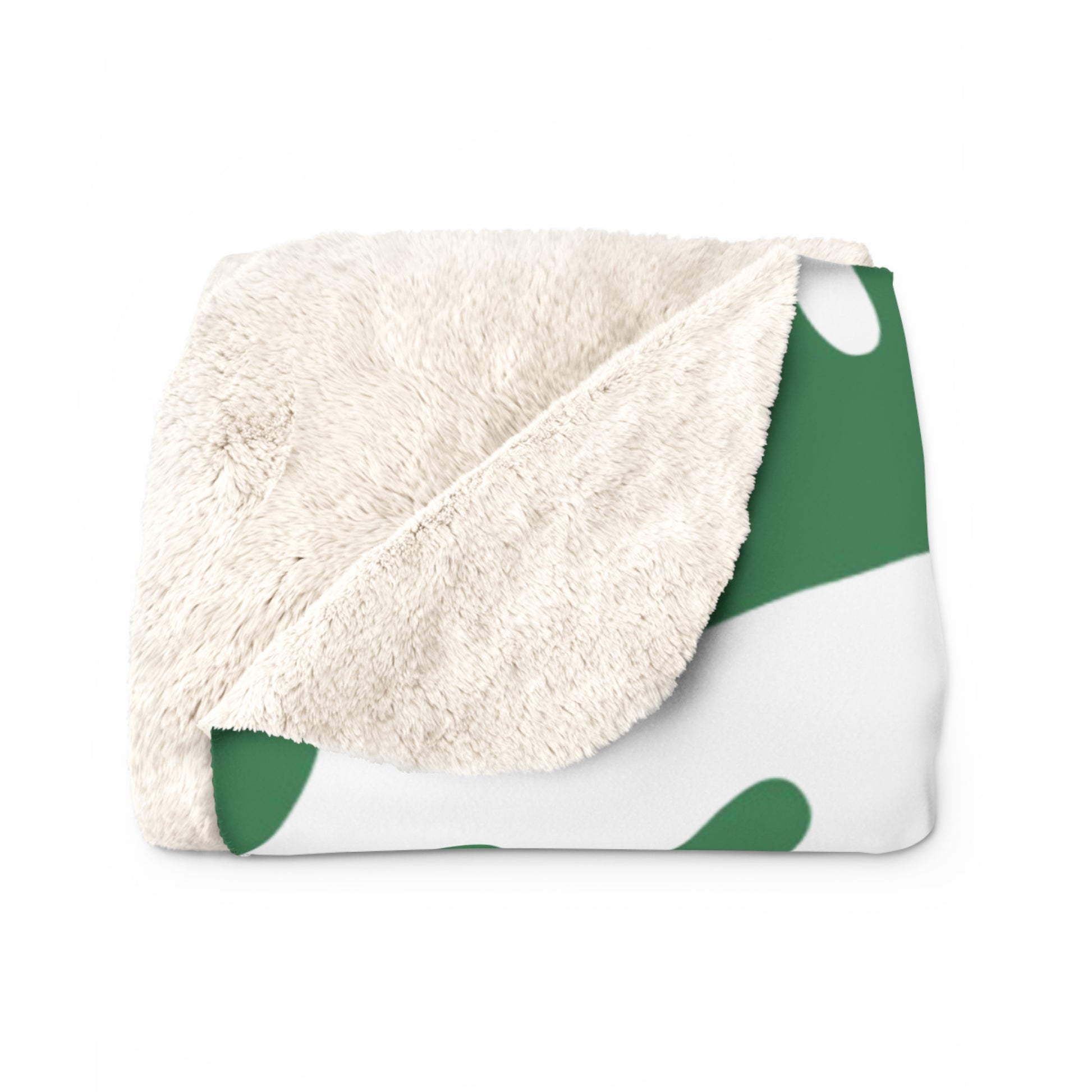 Green Palm Leaves White Sherpa Fleece Blanket, Artsulli - Art is Long, Life is Short, Home Decor, , , , , , , 