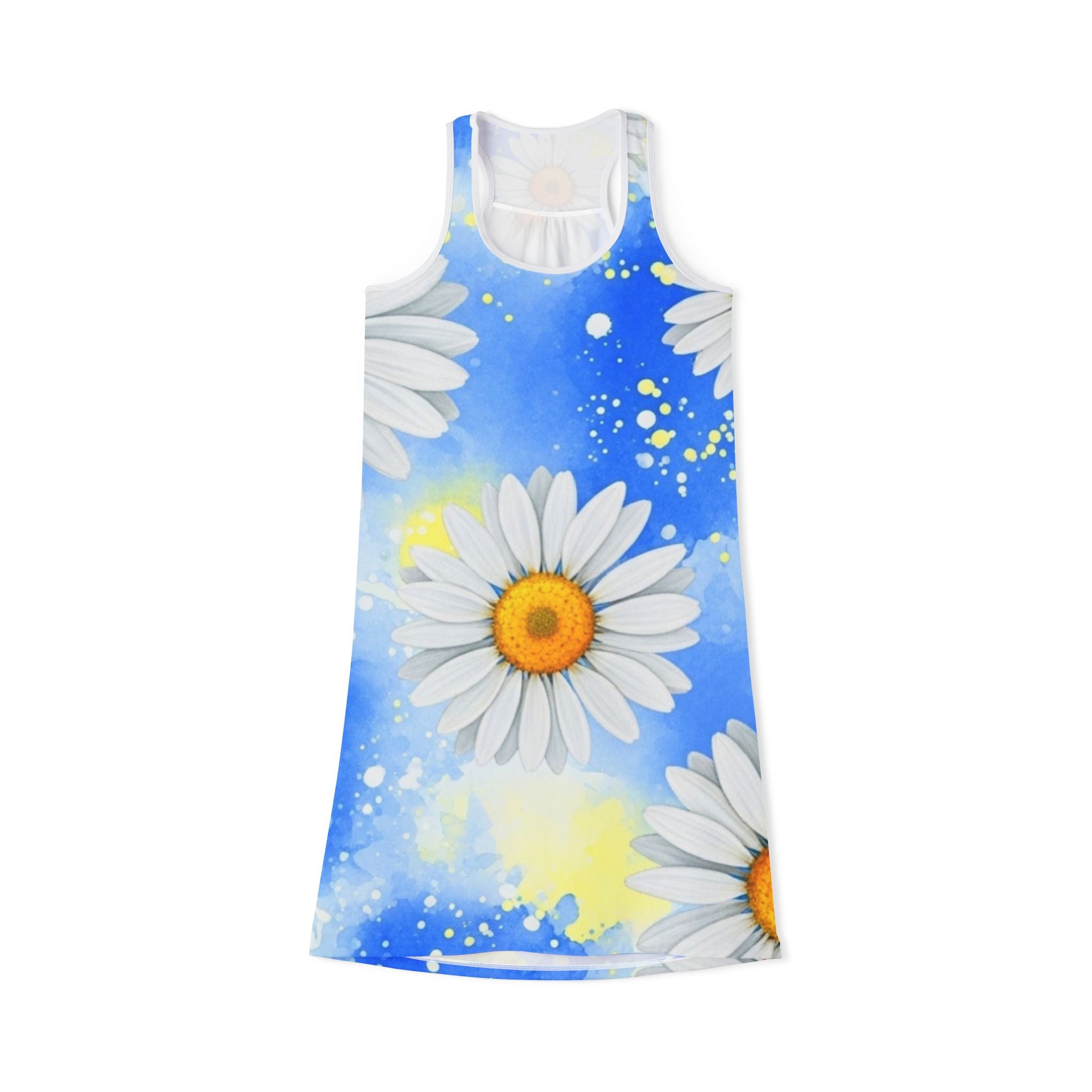 Daisies Women's Racerback Dress (AOP), Artsulli - Art is Long, Life is Short, Tank Top, Size, XS, Color, White, , , 26355058638442010490