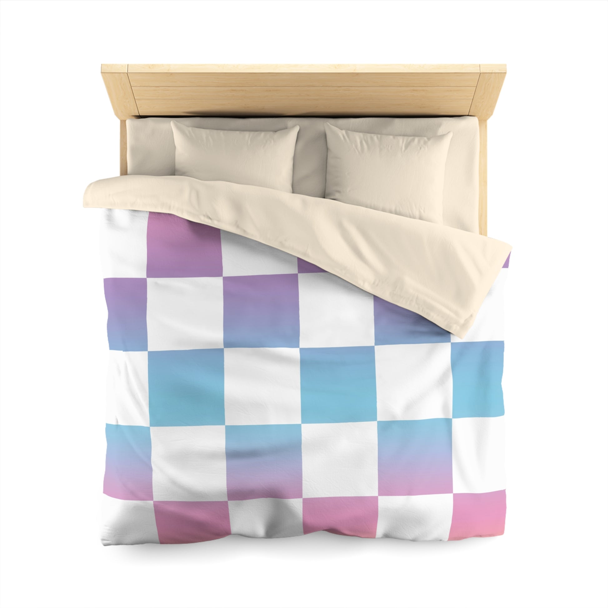 Vaporwave Check Microfiber Duvet Cover, Artsulli - Art is Long, Life is Short, Home Decor, , , , , , , 