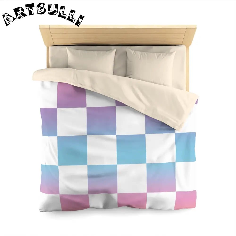 JAKKOUTTHEBXX Vaporwave Check Microfiber Duvet Cover JAKKOUTTHEBXX
