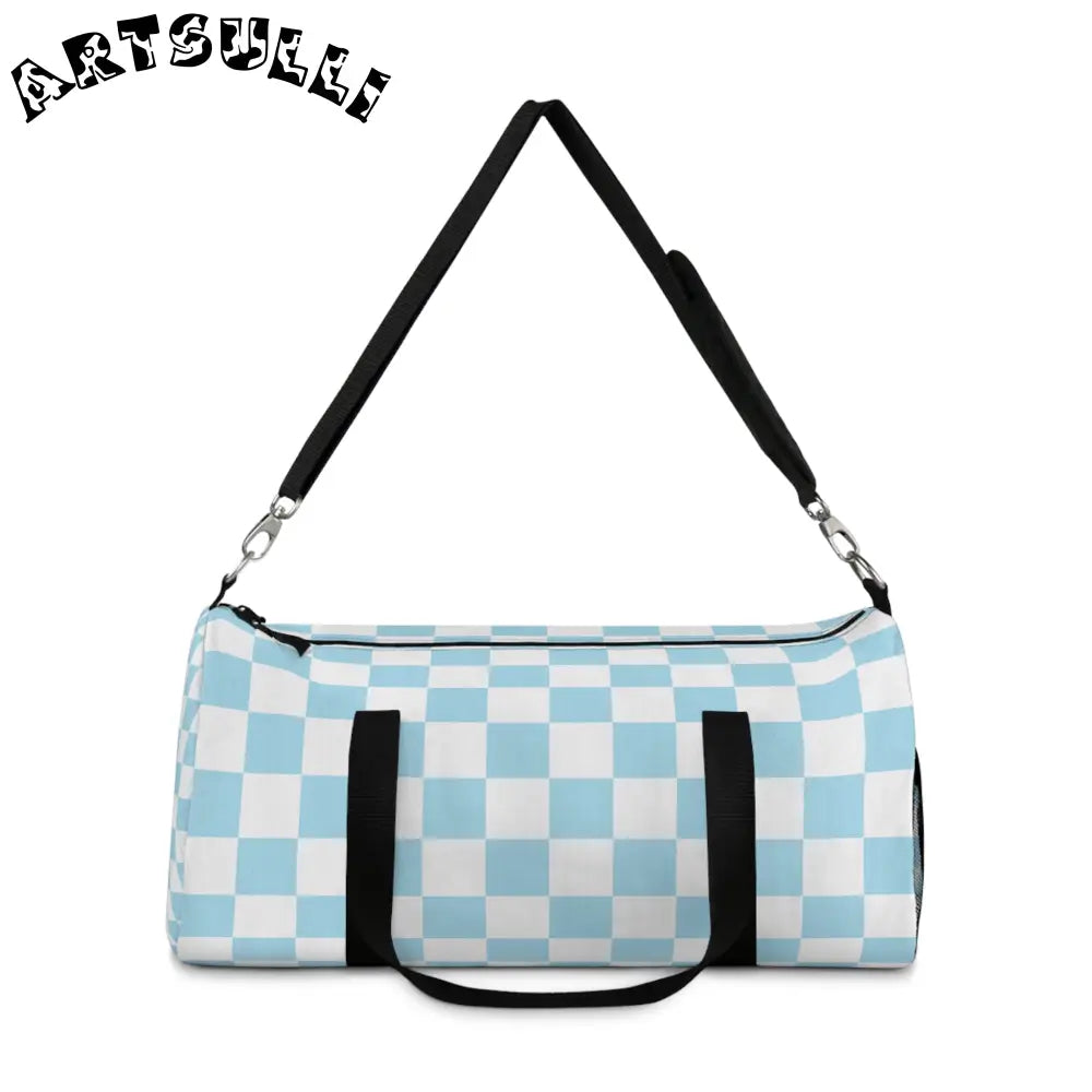 JAKKOUTTHEBXX Checkerboard Sky Blue Duffel Bag JAKKOUTTHEBXX