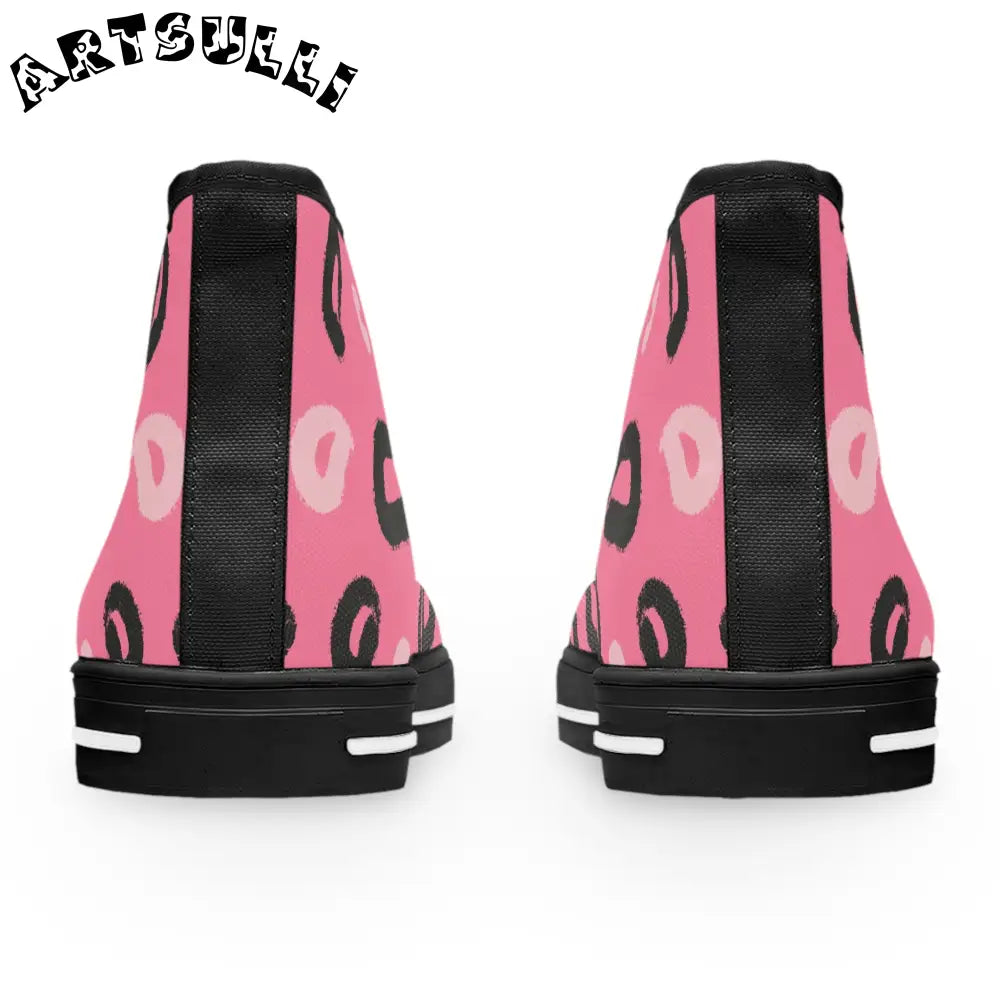 JAKKOUTTHEBXX Pink Leopard Canvas Womens High Top Sneakers 2025
