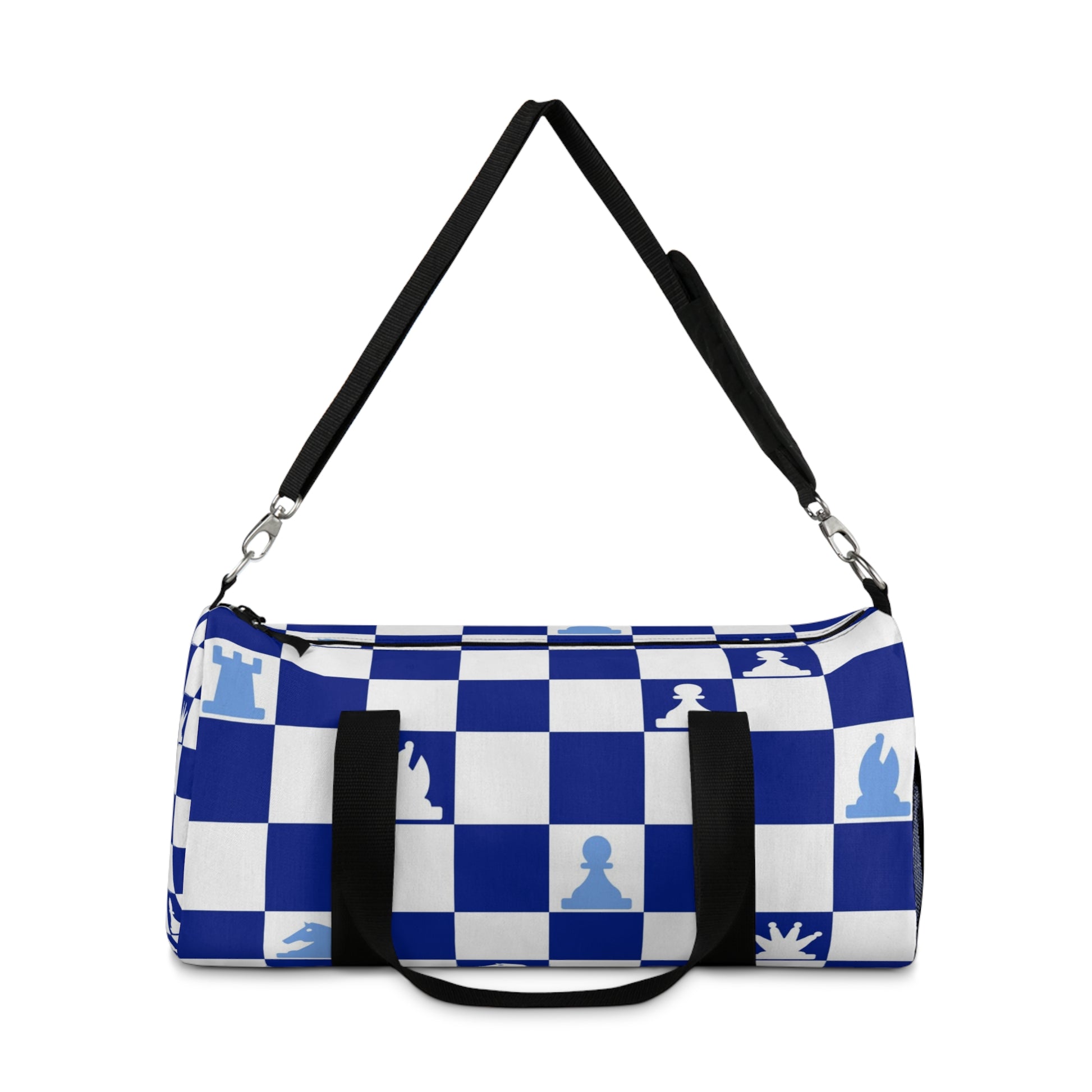 Chessboard Navy Blue Duffel Bag, Artsulli - Art is Long, Life is Short, Bags, , , , , , , 