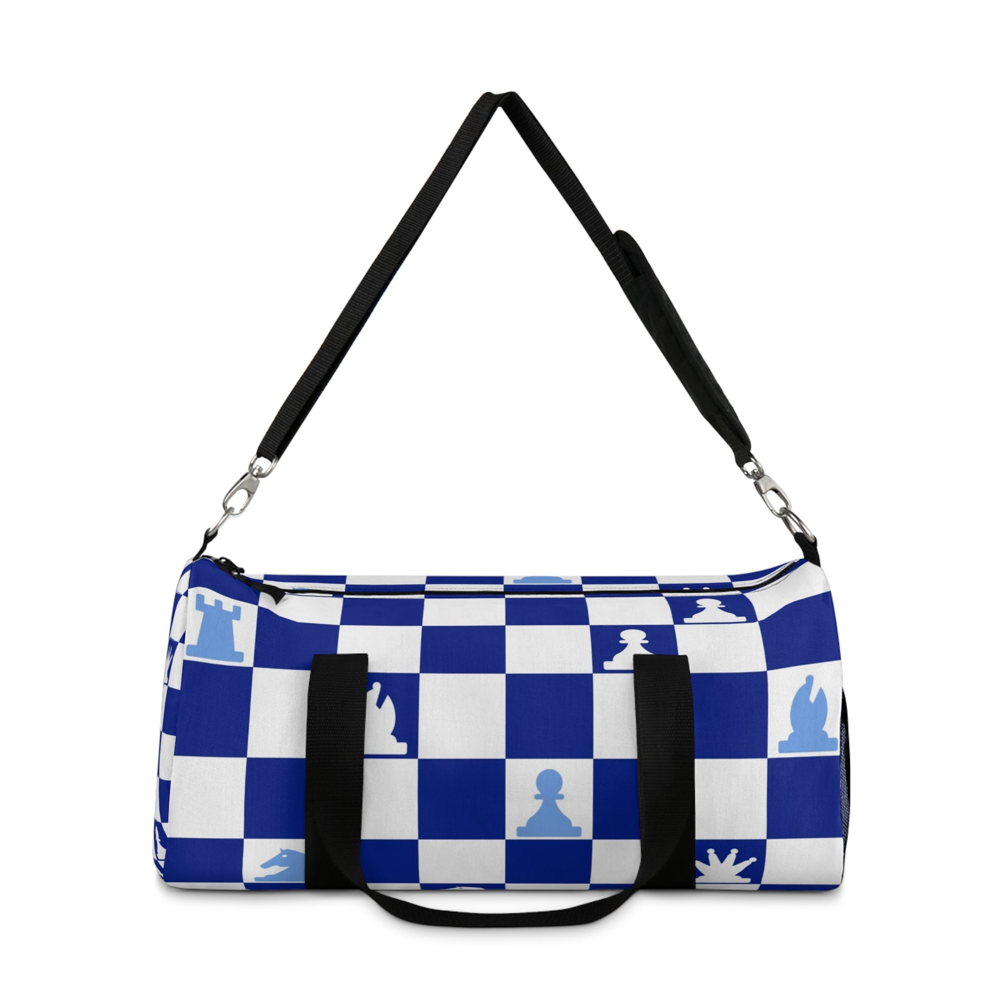 Chessboard Navy Blue Duffel Bag, Artsulli - Art is Long, Life is Short, Bags, , , , , , , 