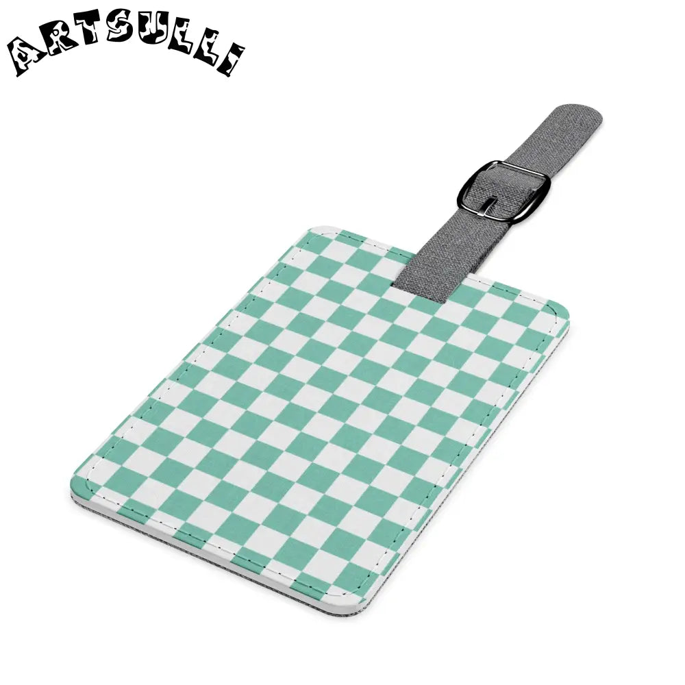 JAKKOUTTHEBXX Checkerboard Light Green Saffiano Polyester Luggage